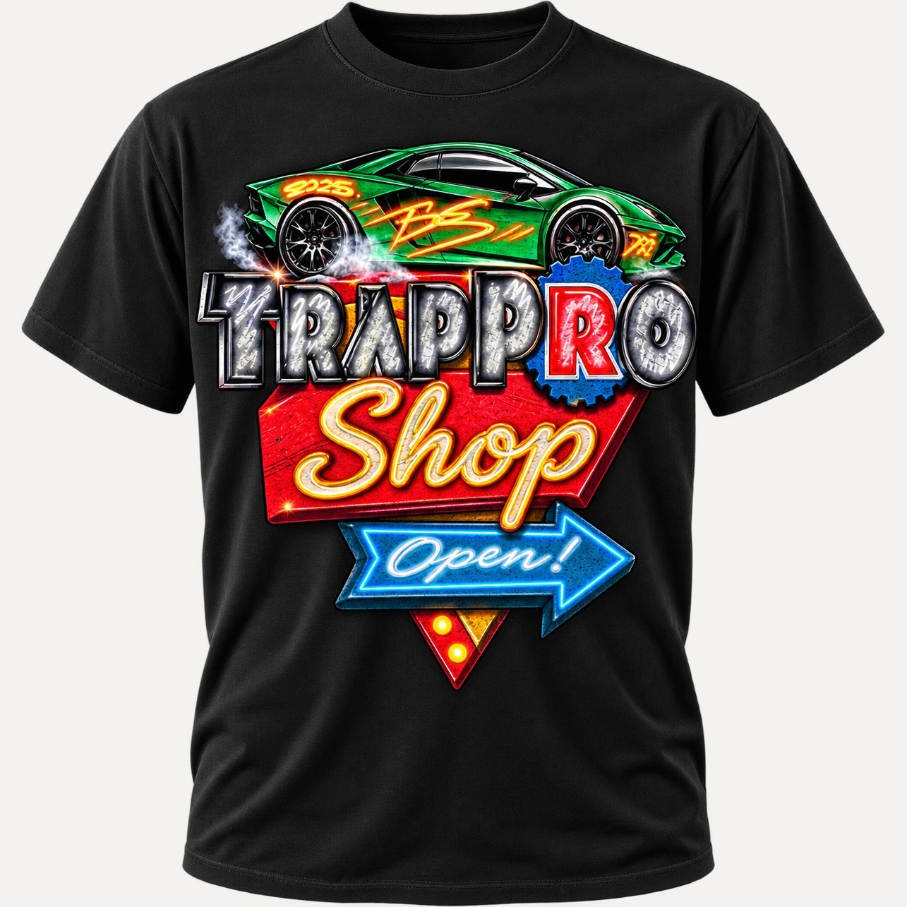 RTPS Trap Pro Shop t-shirt, front graphic, studio shot